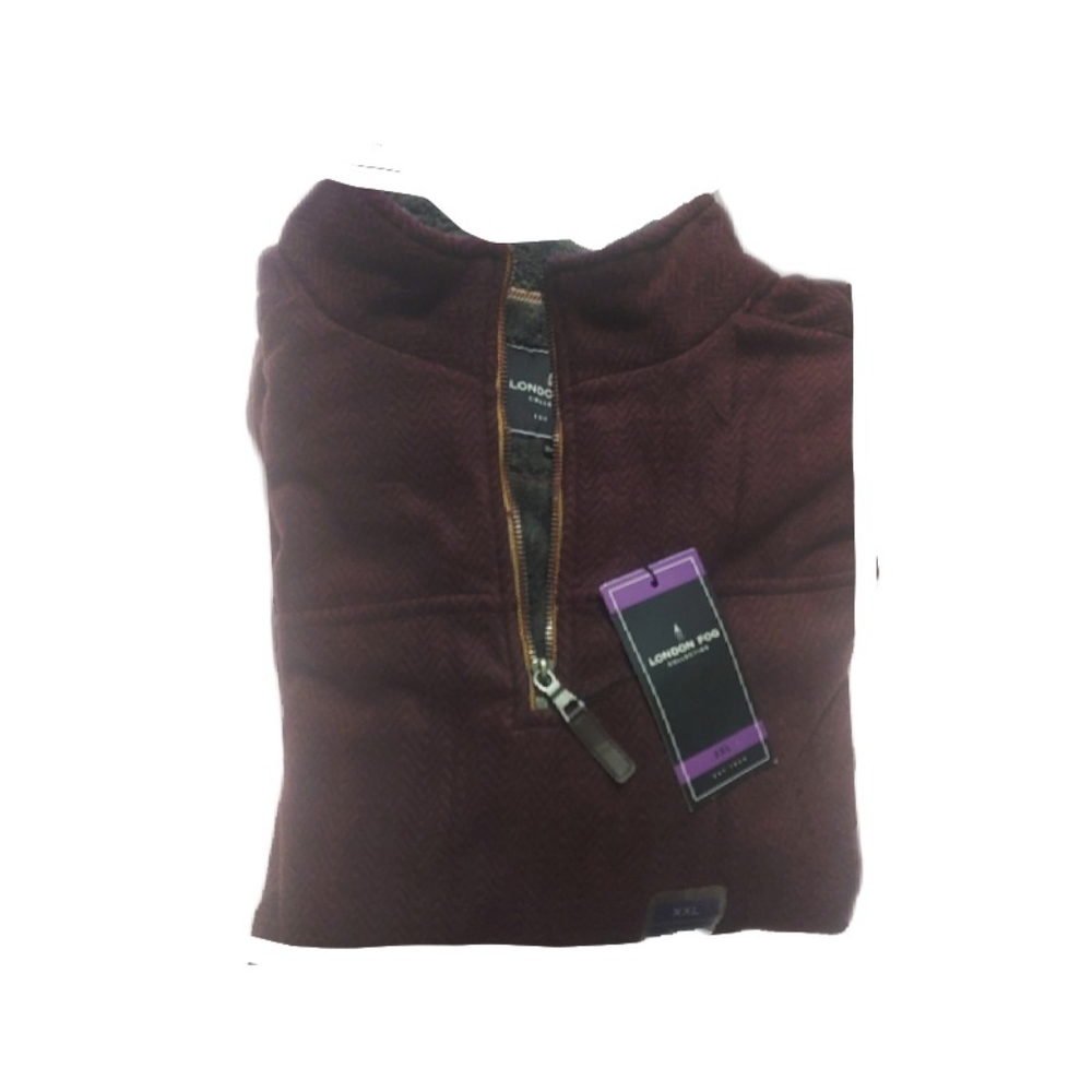 🎄SALE🎄NWT London Fog Men Burgundy Sherpa Lined 1/4 Zip - Picture 4 of 5